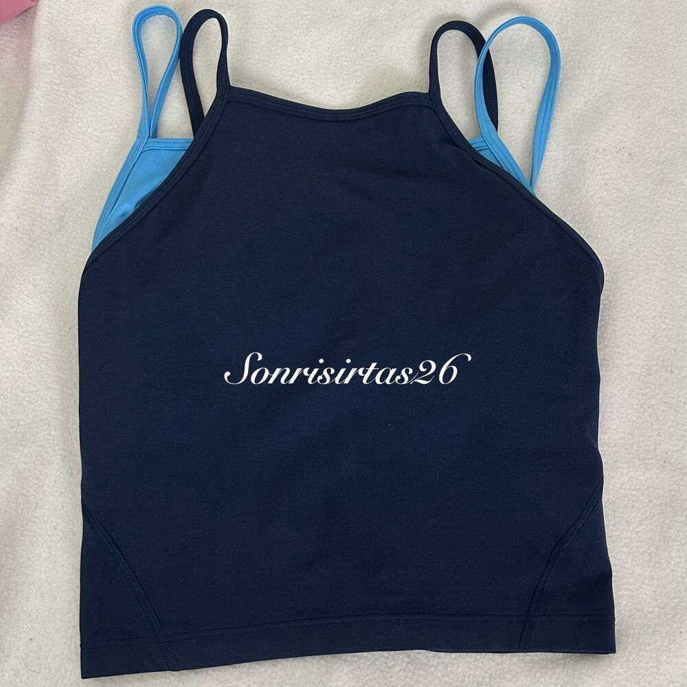 Lululemon Align Layered High Neck Tank Club Blue Ocean Wave Rare 2 Pilates